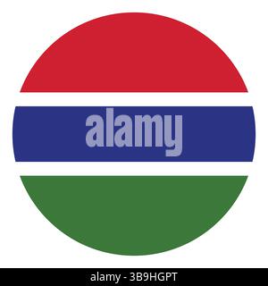 Flagge von Gambia. Gambia Kreisflagge Logo Symbol Computer Vektor Illustration Design Stock Vektor