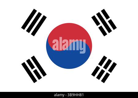 Flagge von Südkorea. Südkorea Flagge offizielle Farben und proportionale digitale Vektor-Illustration. Stock Vektor