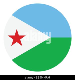 Flagge von Dschibuti. Dschibuti Kreisflagge Logo Symbol Computer Vektor Illustration Design Stock Vektor