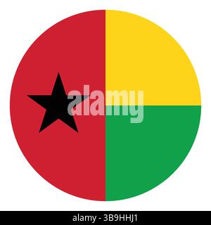 Flagge von Guinea-Bissau. Guinea-Bissau Kreisflagge Logo Symbol Computer Vektor Illustration Design Stock Vektor