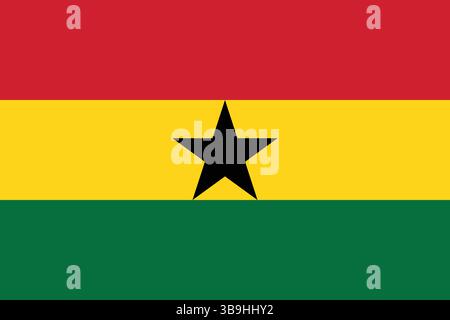 Flagge von Ghana. Ghana Flagge offizielle Farben und Proportion digitale Vektor Illustration. Stock Vektor
