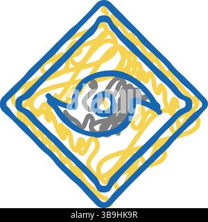 Notfallwarnung Hurrikan Katastrophe Symbol Kritzelillustration Stock Vektor