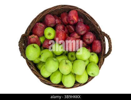 Rote und grüne Äpfel im Korb Stockfoto