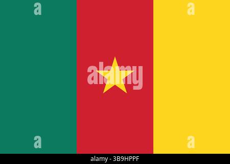 Flagge von Kamerun. Kamerun Flagge offizielle Farben und proportionale digitale Vektor-Illustration. Stock Vektor