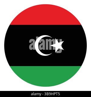 Flagge von Libyen. Libyen Kreis Flagge Logo Symbol Computer Vektor Illustration Design. Stock Vektor