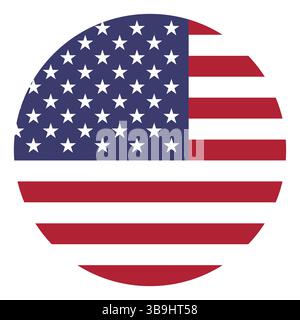 Flagge der Vereinigten Staaten von Amerika. US-Flagge. Amerika Kreis Flagge Logo Symbol Computer Vektor Illustration Design. Stock Vektor