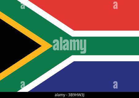 Flagge von Südafrika. Südafrika Flagge offizielle Farben und proportionale digitale Vektor-Illustration. Stock Vektor