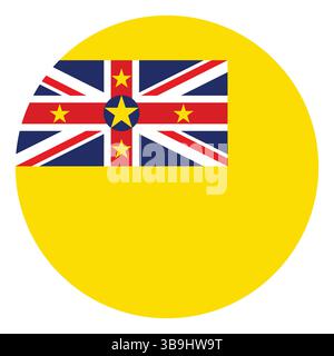 Flagge von Niue. Niue Kreisflagge Logo Symbol Computer Vektor Illustration Design. Stock Vektor