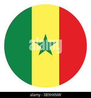 Flagge von Senegal. Senegal Kreisflagge Logo Symbol Computer Vektor Illustration Design. Stock Vektor