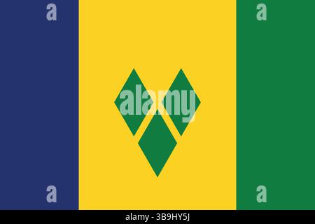 Flagge von St. Vincent und den Grenadinen. St. Vincent und die Grenadinen Flagge offizielle Farben und proportionale digitale Vektor-Illustration. Stock Vektor
