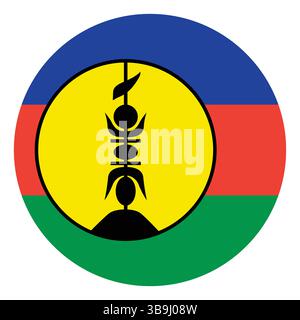 Flagge von Neukaledonien. Neues Caledonia Kreis Flagge Logo Symbol Computer Vektor Illustration Design. Stock Vektor