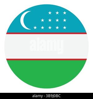 Flagge von Usbekistan. Usbekistan Kreisflagge Logo Symbol Computer Vektor Illustration Design. Stock Vektor