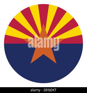 Flagge von Arizona. Arizona Circle Flag Logo Symbol Computer Vektor Illustration Design. Stock Vektor