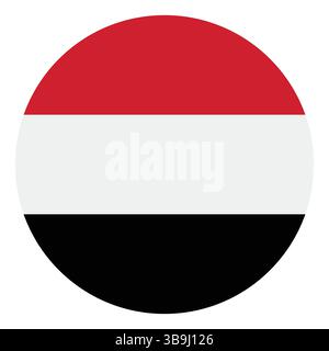 Flagge des Jemen. Jemen Kreisflagge Logo Symbol Computer Vektor Illustration Design. Stock Vektor