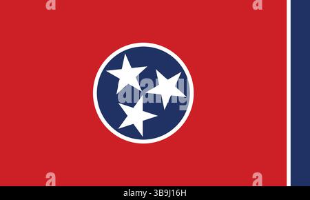 Flagge von Tennessee. Tennessee Flagge offizielle Farben und Proportion digitale Vektor Illustration. Stock Vektor