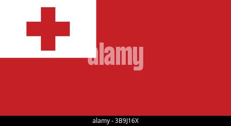 Flagge von Tonga. Tonga Flagge offizielle Farben und proportionale digitale Vektor-Illustration. Stock Vektor