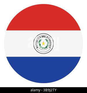 Flagge von Paraguay. Paraguay Kreisflagge Logo Symbol Computer Vektor Illustration Design. Stock Vektor