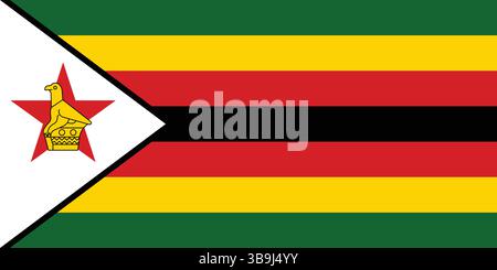 Flagge von Simbabwe. Simbabwe Flagge offizielle Farben und proportionale digitale Vektor-Illustration. Stock Vektor