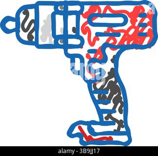 Schlagschrauber Autoreparaturwerkzeug Symbol Kritzelillustration Stock Vektor