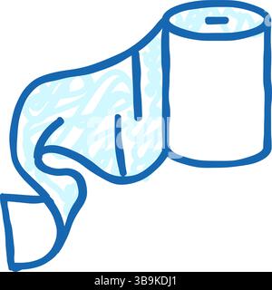 Papierhandtuch abrollen Symbol Kritzelillustration Stock Vektor