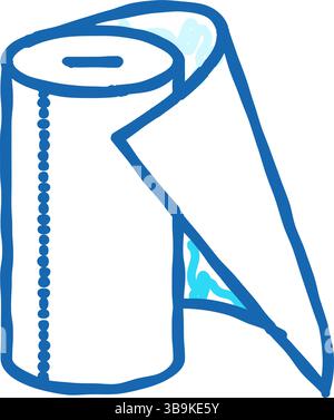 Tissue Rolle Papier Handtuch Symbol Kritzelillustration Stock Vektor