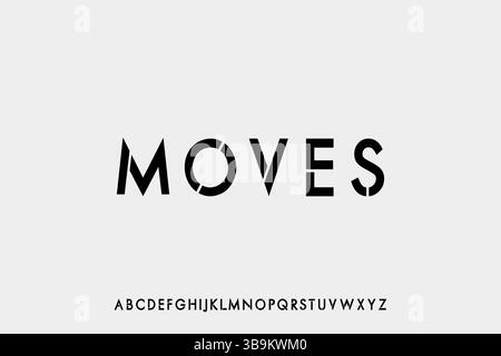 Noxen Font – Clean Geometric Display Schriftart Eine futuristische und minimalistische Großbuchstaben-Schriftart, die sich perfekt für Technik, Architektur und Branding eignet Stock Vektor