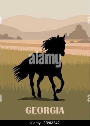 Poster zum Reiseziel Georgien im Retro-Stil. Stock Vektor
