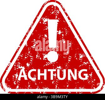 Gummistempel rote Aufmerksamkeitsmarke von deutsch, Vektor der Gummidichtung Achtung, Icon Aufkleber Aufdruck, Warnung Illustration Stock Vektor