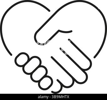 Symbol Für Herzförmige Handshake-Linie. Symbol Für Partnerschaft, Vertrauen Und Zusammenarbeit. Geschäftsvereinbarung Und Beziehungsaufbau. Bearbeitbare Kontur Stock Vektor