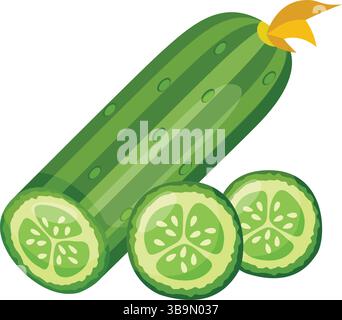 Gurkengemüse-Symbol im flachen Stil. Gherkin-Pflanzenvektorillustration auf isoliertem Hintergrund. Gesundes Essen Zeichen Business Konzept. Stock Vektor
