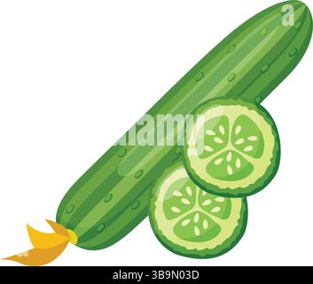 Gurkengemüse-Symbol im flachen Stil. Gherkin-Pflanzenvektorillustration auf isoliertem Hintergrund. Gesundes Essen Zeichen Business Konzept. Stock Vektor