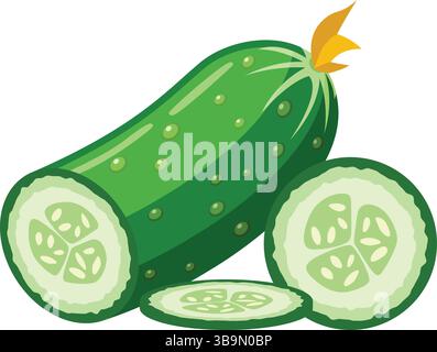 Gurkengemüse-Symbol im flachen Stil. Gherkin-Pflanzenvektorillustration auf isoliertem Hintergrund. Gesundes Essen Zeichen Business Konzept. Stock Vektor