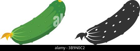 Gurkengemüse-Symbol im flachen Stil. Gherkin-Pflanzenvektorillustration auf isoliertem Hintergrund. Gesundes Essen Zeichen Business Konzept. Stock Vektor