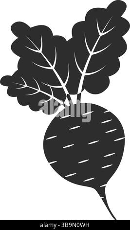 Rote Bete Gemüse mit Blätter Symbol in flachem Stil. Illustration des Rüben-Pflanzenvektors auf isoliertem Hintergrund. Gesundes Essen Zeichen Business Konzept. Stock Vektor