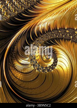 Abstrakter fraktaler Hintergrund - computergeneriertes Bild. Digitale Kunst: Kunstvolle Spirale mit Lichteffekten. Für Cover, Puzzles, Spinnweben Stockfoto