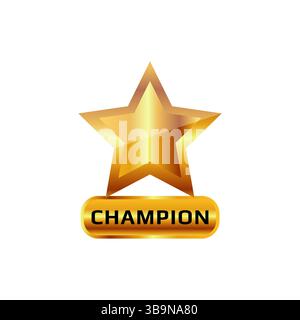 Gold Star Glossy Champion Sieger Trophäe Vektor isoliert Stock Vektor