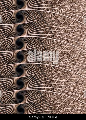 Abstrakte Textur: Verdrehte Garne und Spiralen, computergeneriertes Bild. Fraktales Geometriemuster. Digitale Kunst für Cover, Webdesign, Poster Stockfoto