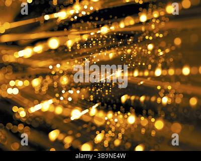 Goldene Fraktalunschärfe - abstraktes, computergeneriertes Bild. Festlicher Hintergrund mit Bubble Bokeh. Für Karten, Poster, Webdesign Stockfoto