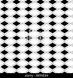 Gekreuzte diagonale Linien Rhombus Geometrische Textur. Nahtloses Wiederholungsmuster. Vektorabbildung. Schwarz-weiß abstrakte Vintage 1920 für Paket, Stock Vektor