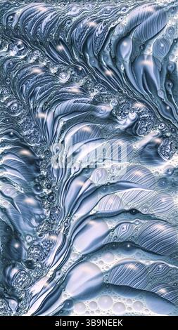 Abstrakter fraktaler Hintergrund - computergeneriertes Bild. Digitale Kunst: Streifen, Kurven und Spiralen. Heller Hintergrund für ökologische oder geschäftliche Design-Projekte Stockfoto