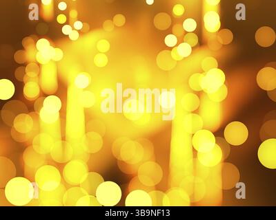 Goldener, verschwommener Hintergrund mit Bokeh und Lichteffekten. Fraktal - abstrakte Illustration. Festliche Kulisse für das neue Jahr, Weihnachtsdesign-Projekte Stockfoto