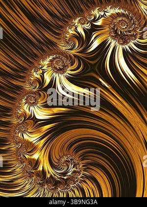 Abstrakter fraktaler Hintergrund - computergeneriertes Bild. Digitale Kunst: Detaillierte Spiralen und Streifen. Für Karten, Puzzles, Cover Stockfoto
