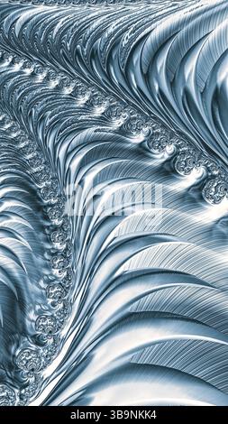 Abstrakter fraktaler Hintergrund - computergeneriertes Bild. Digitale Kunst: Streifen, Kurven und Spiralen. Heller Hintergrund für ökologische oder geschäftliche Design-Projekte Stockfoto