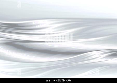 Welliger weißer fraktaler Hintergrund - abstraktes computergeneriertes Bild. Digital Art: Glänzende Oberfläche mit Wellen und Locken. Einfache Kulisse für Unternehmen und Stockfoto