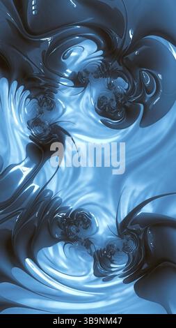Abstrakter fraktaler Hintergrund - computergeneriertes Bild. Digitale Kunst: Chaos, glänzende Wellen und Locken. Für Cover, Banner, Webdesign Stockfoto
