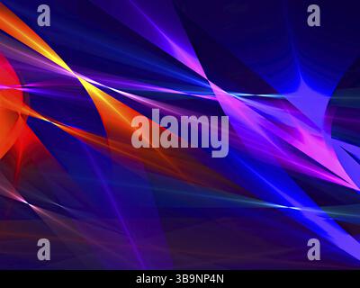 Farbenfroher geometrischer abstrakter Hintergrund - computergeneriertes Bild. Fraktale Kunst: Helle Linien, Locken und Formen. Hintergrund für Unternehmen oder Technologie Stockfoto