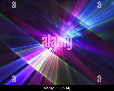 Neon leuchtend bunt gestreiften Hintergrund-abstrakten computer-generierten 3D-Darstellung. Fraktal Kunst: Diagonal geneigten Oberfläche mit hellen Streifen. Te Stockfoto