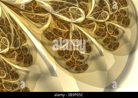 Abstrakter fraktaler Hintergrund – digital generiertes Bild. Digitale Kunst: Komplizierte Muster aus Kurven und Spiralen, die die Blütenblätter futuristischer Fl. Bilden Stockfoto