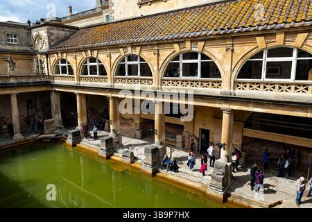 The Great Bath at the Roman Baths in Bath Somerset, England, Großbritannien Stockfoto