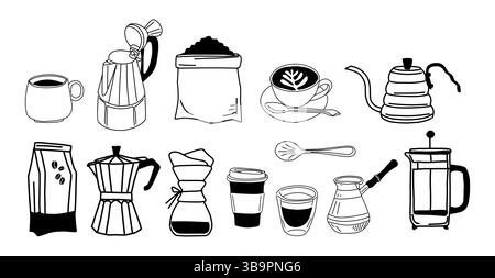 Eine Sammlung von Kaffee- und Teeartikeln Vektorgrafik Stock Vektor